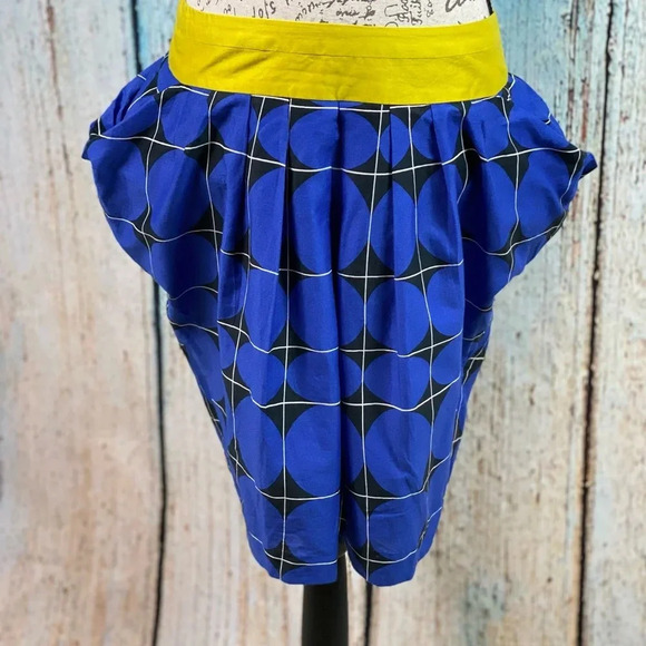 ANTHROPOLOGIE ODILLE NWT Blue Fargyle Retro Bubble Pocket Skirt - Picture 7 of 12